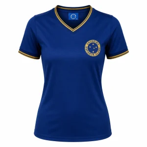 Camisa Cruzeiro Dry Azul Marinho Escudo Dourado Feminina