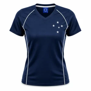 Camisa Cruzeiro Babylook Dry Azul Feminina Estrelas