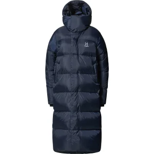 Casaco parka Long Down II para mulher da marca Haglöfs, azul.