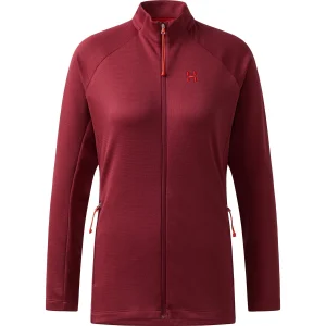 Casaco de mulher em lã Korp Mid, modelo Haglöfs, vermelho