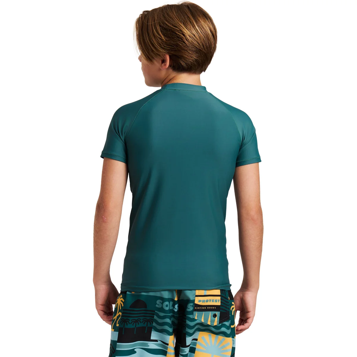 B Berents Jr Surf T-Shirt Curto Protesto Verde Fato de Banho Criança - Image 3