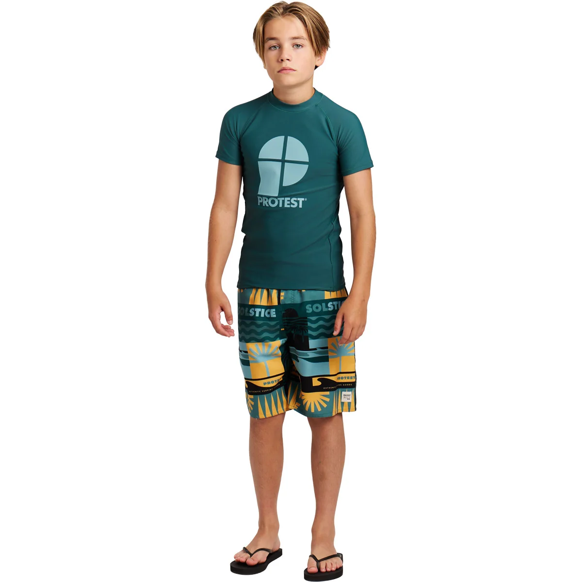 B Berents Jr Surf T-Shirt Curto Protesto Verde Fato de Banho Criança - Image 6