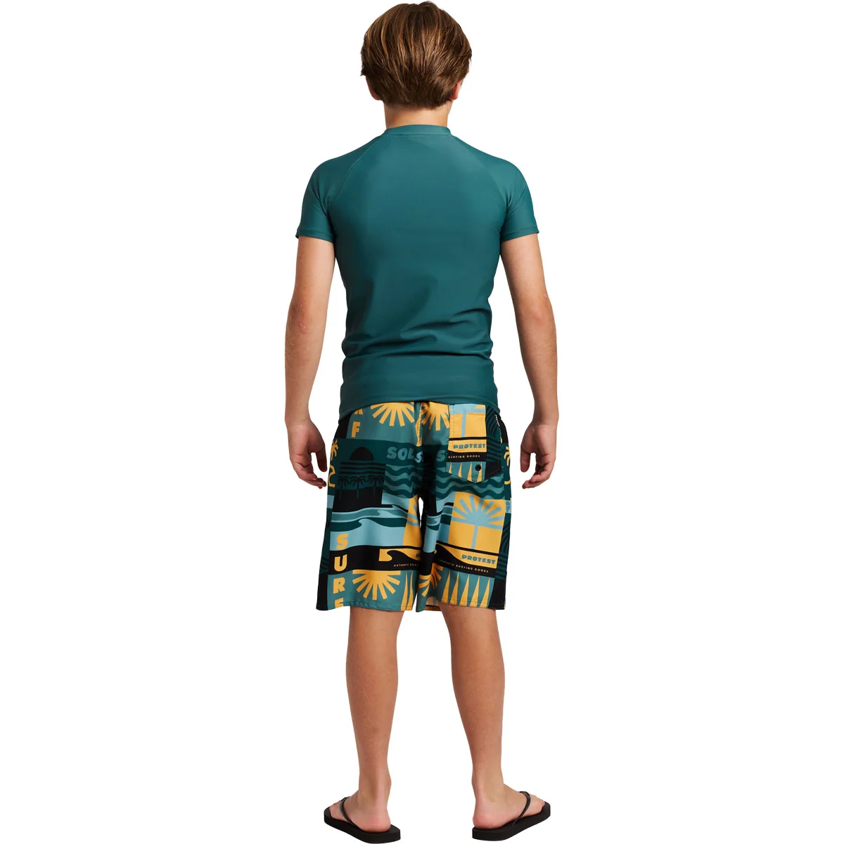B Berents Jr Surf T-Shirt Curto Protesto Verde Fato de Banho Criança - Image 7