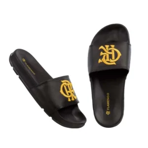 Chinelo Slide Flamengo CRF Preto Dourado