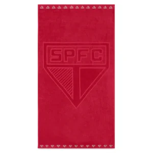Toalha de banho São Paulo Veludo Jacquard Vermelha Escudo